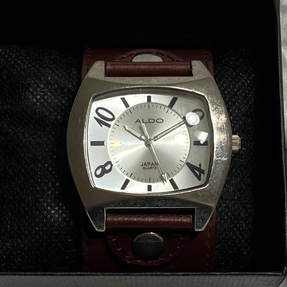 ALDO women’s brown leather bracelet watch